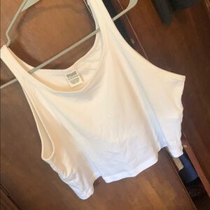PINK Victoria's Secret White Sleeveless Crop Tank Top